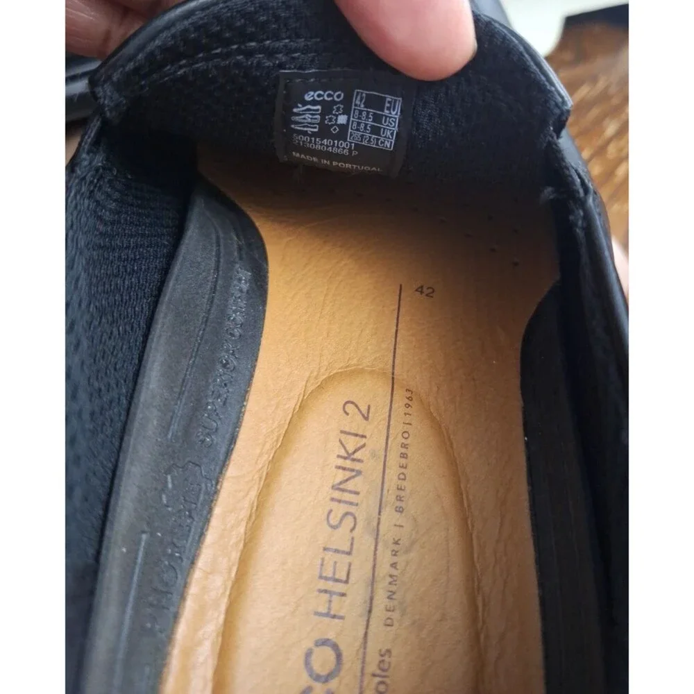 Ecco Helsinki 2 Apron Toe Slip-on Black Leather Loafers Mens Size 8/8.5 EU 42